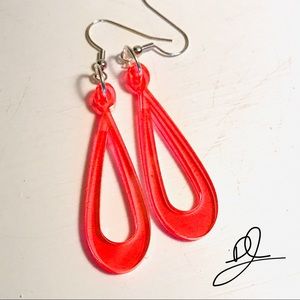 DOVAJEAN Florescent Pink Open Teardrop Earring